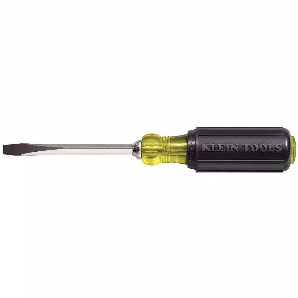 Klein Tools 1/4 in. Flat Head Screwdriver with 4 in. Square Shank and Cushion Grip