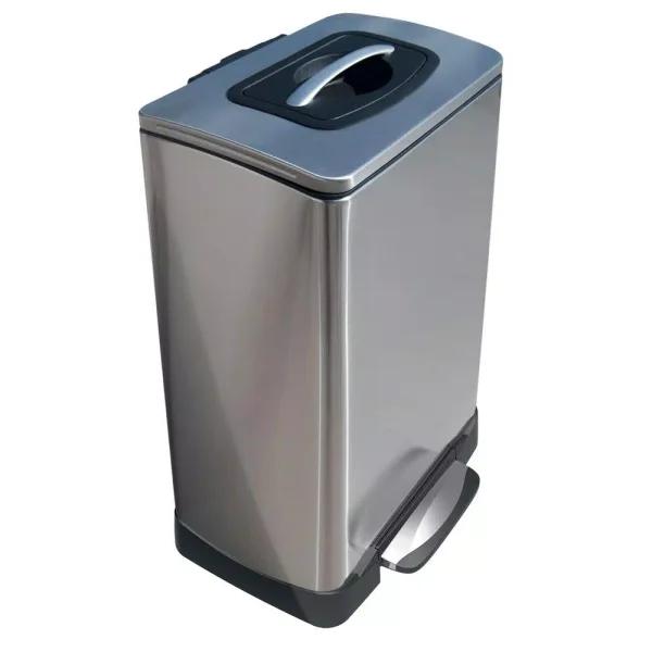 Household Essentials TK Krusher 10 Gallon Manual Trash Compactor Step Bin, Stainless Steel