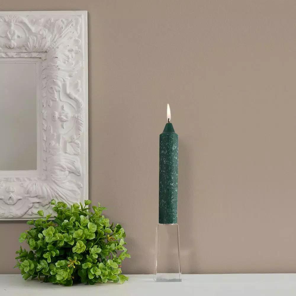 ROOT CANDLES 7 in. Timberline Collenette Dark Green Taper Dinner Candles, Beeswax Enriched (Box of 4)
