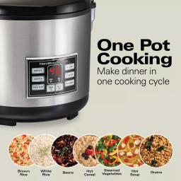 Hamilton Beach 20-Cup Stainless Steel Rice and Hot Cereal Cooker with Rice Rinser and Steam Basket thumbnail 6