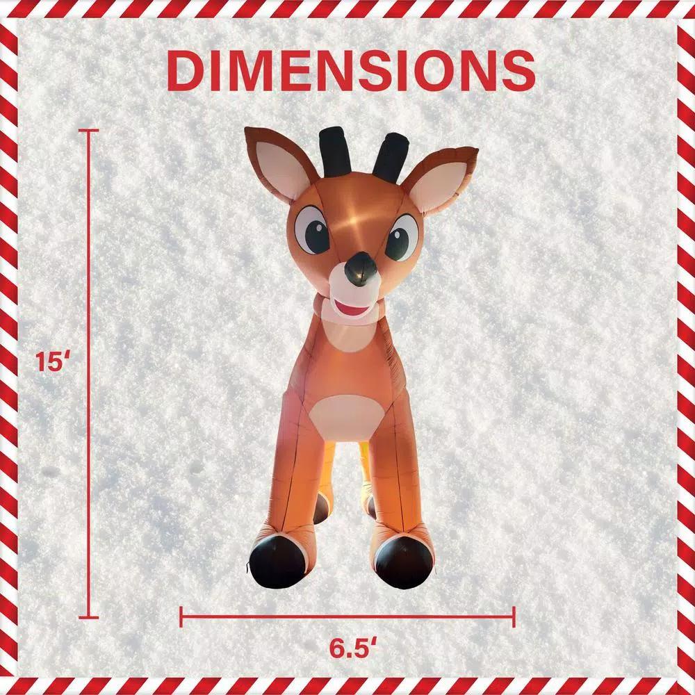 Fraser Hill Farm 15 ft. Pre-Lit Reindeer Christmas Inflatable with Moving Head