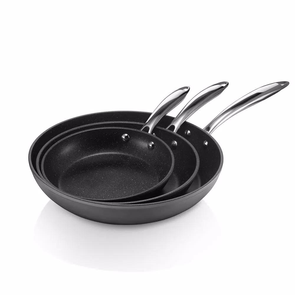 Granitestone Professional 3-Piece Hard Anodized Diamond Infused Nonstick Fry Pan Set, Induction Capable