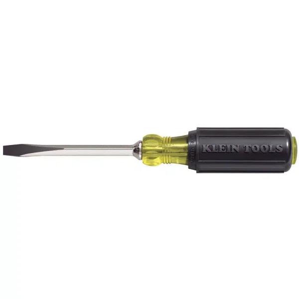 Klein Tools 1/4 in. Flat Head Screwdriver with 4 in. Square Shank and Cushion Grip
