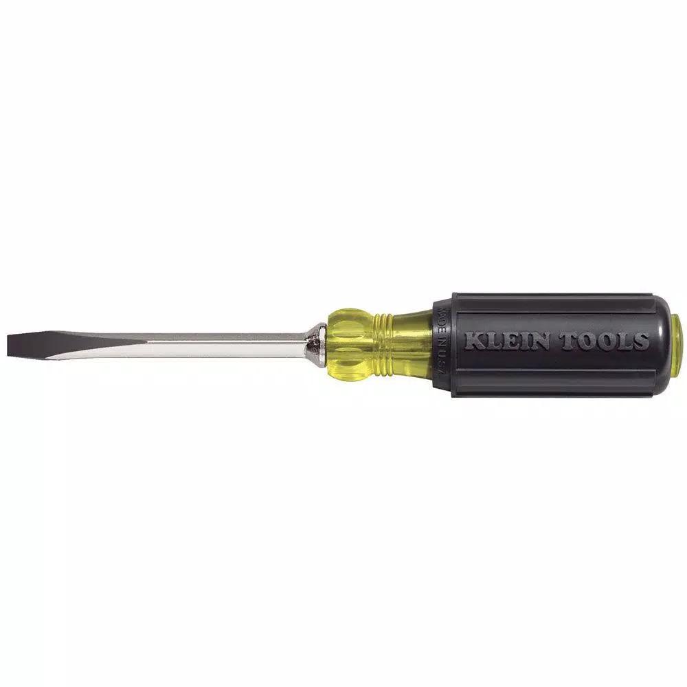 Klein Tools 1/4 in. Flat Head Screwdriver with 4 in. Square Shank and Cushion Grip
