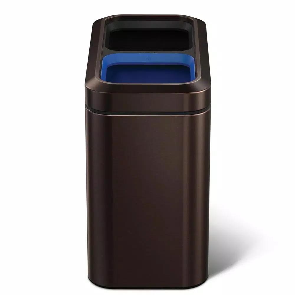 simplehuman 20L Slim Open Top Recycling Trash Can, Dark Bronze Stainless Steel