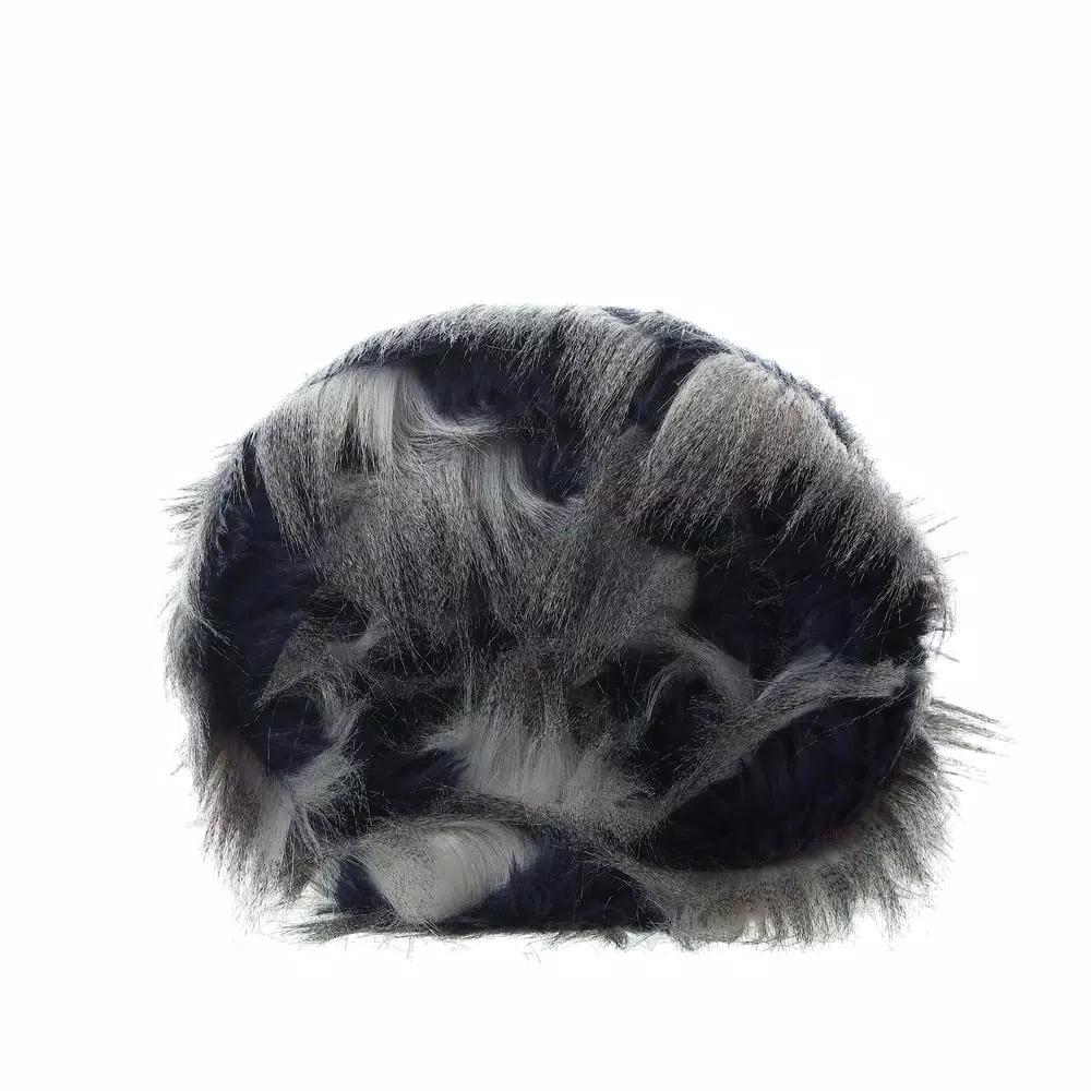Unbranded Caron Navy Reversible Faux Fur and Micromink Throw Blanket, 50 in. x 60 in.