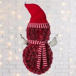 Fraser Hill Farm 25 in. Artificial Snowman Christmas Wreath with Red Hat and Striped Scarf thumbnail 5