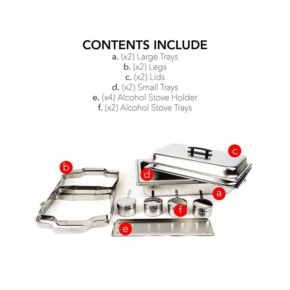 Alpha Living 8 Qt. Stainless Steel Chafing Dish Set of 2, Foldable Frame Buffet Server