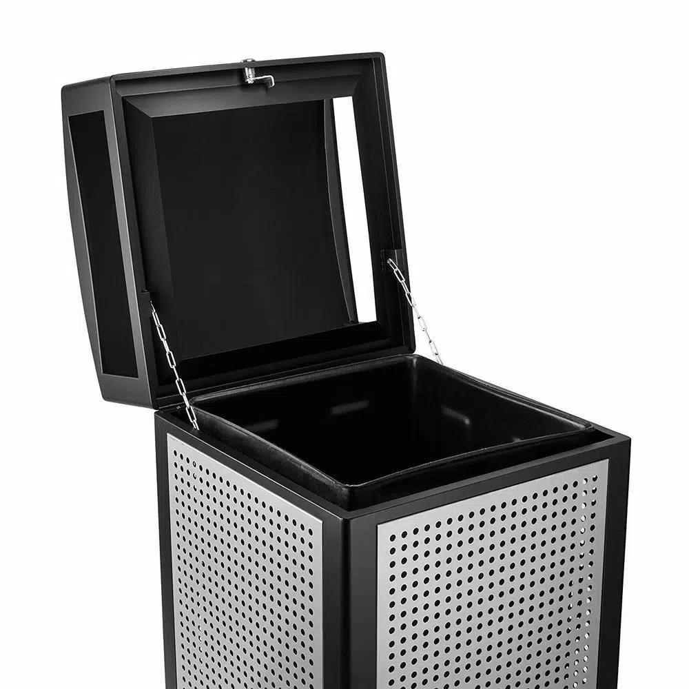 Alpine Industries 40 Gal. All-Weather Commercial Outdoor Trash Can with Lockable Lid