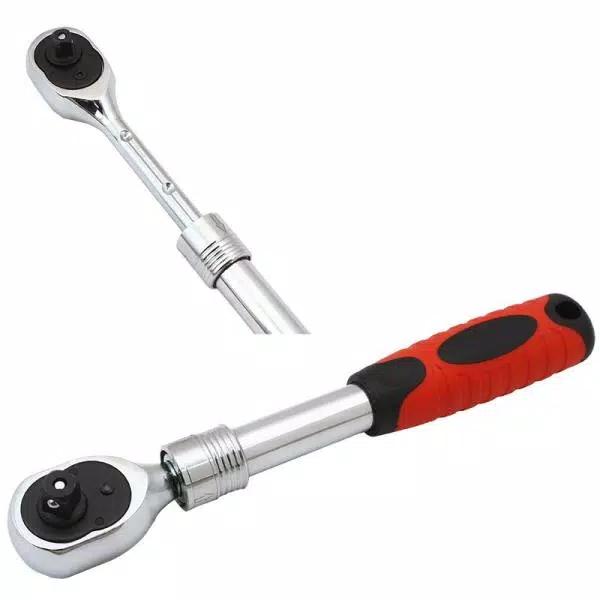 Stark 1/4 in. 72-Tooth Telescopic Extendable Ratchet with Soft Grip Handle, Chrome Vanadium Steel