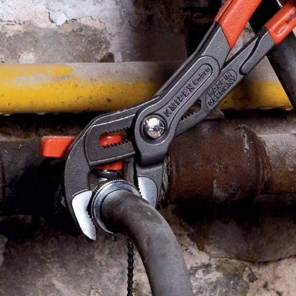 KNIPEX Cobra Series 10 in. Box Slip Joint Pliers with Pinch Guard and Push Button Adjustment