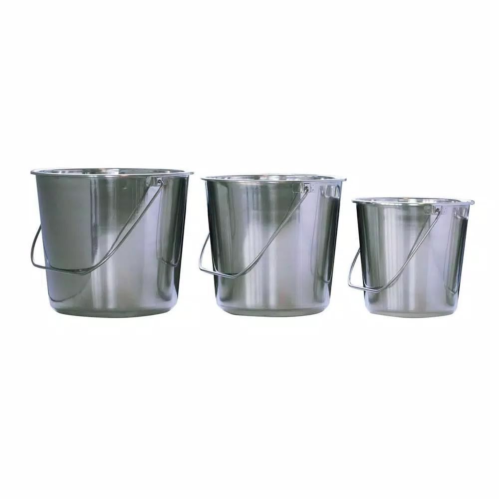 AmeriHome 3-Piece Stainless Steel Bucket Set, Nesting Multi-Purpose Pails