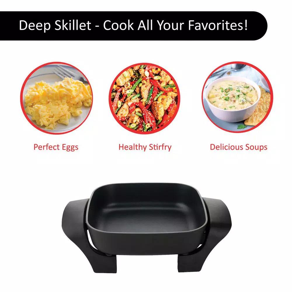 Brentwood Appliances 8 in. Nonstick Square Electric Skillet with Glass Lid, Black