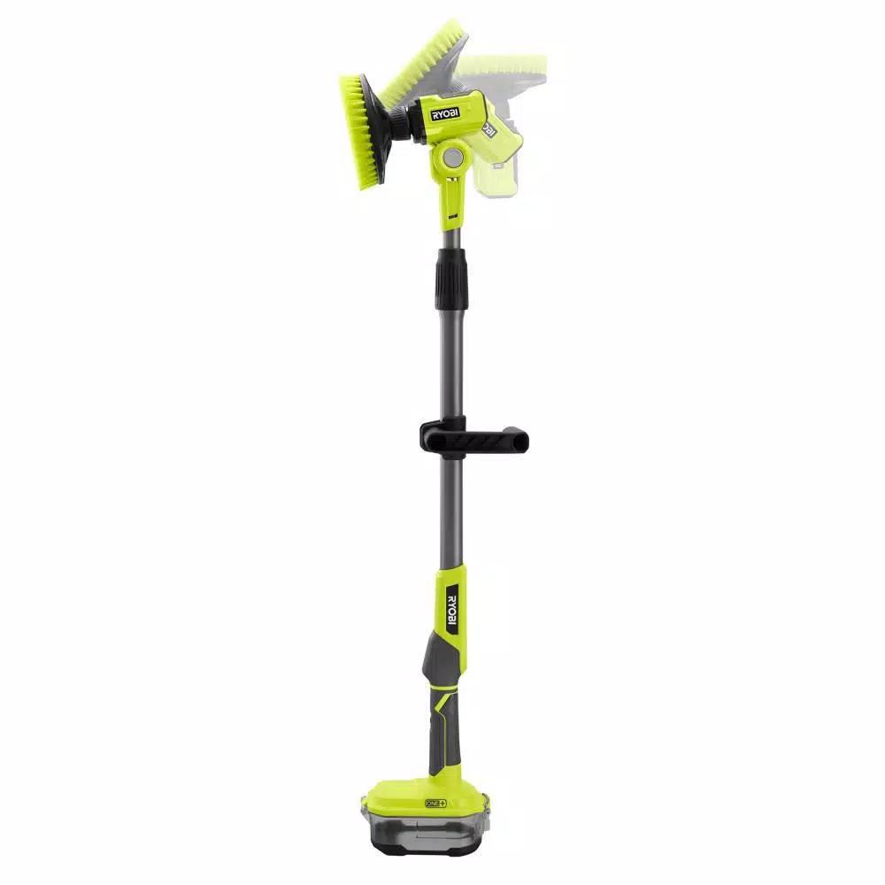 RYOBI 18V ONE+ Telescoping Power Scrubber Kit with 2.0 Ah Battery and Charger