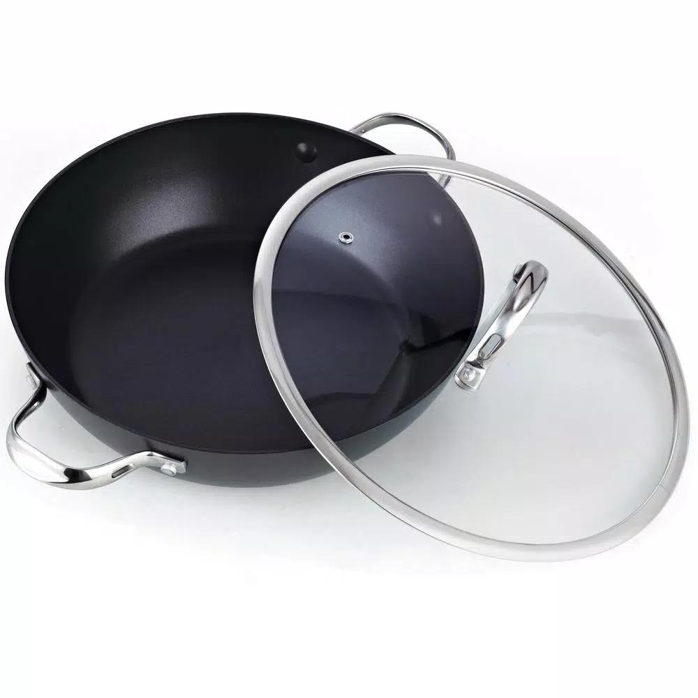Cooks Standard 5 Qt. Hard-Anodized Aluminum Nonstick Saute Pan with Glass Lid, 12 in.