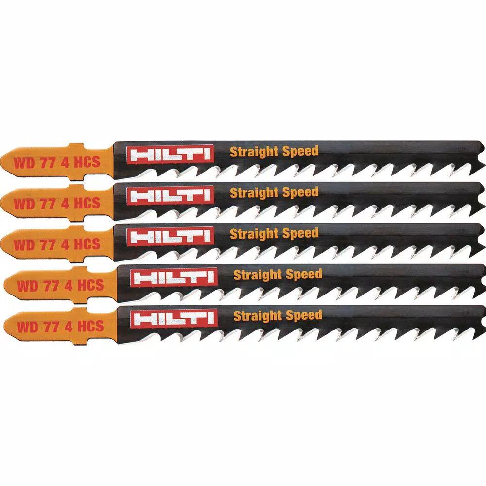 Hilti 3 in. 6 TPI Bi-Metal T-Shank Premium Jig Saw Blades for Wood Cutting (5-Pack)