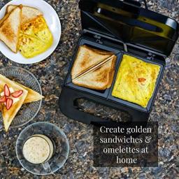 Ovente GPS401 2-Slice Electric Sandwich Maker, 750W Non-Stick Grill, Stainless Steel, Black thumbnail 7