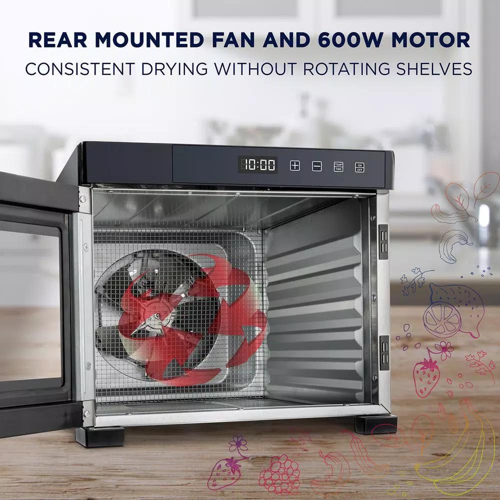 Ivation 6-Tray Stainless Steel Electric Food Dehydrator, 600W with Digital Timer and Temperature Control
