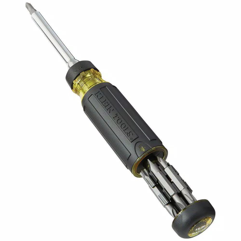 Klein Tools 15-in-1 Multi-Bit Ratcheting Screwdriver with Cushion-Grip Handle