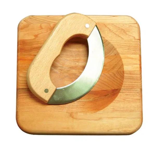 Catskill Craftsmen Catskills Mezzaluna 8 in. Hardwood Chopping Board with Steel Mezzaluna Knife