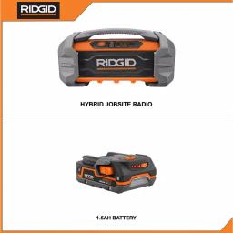 RIDGID 18V Cordless Hybrid Jobsite Radio with Bluetooth and 1.5 Ah Lithium-Ion Battery thumbnail 2