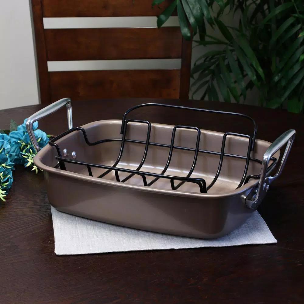 Gibson Home Harvest 2-Piece Nonstick Turkey Roaster with Rack, 32 qt.