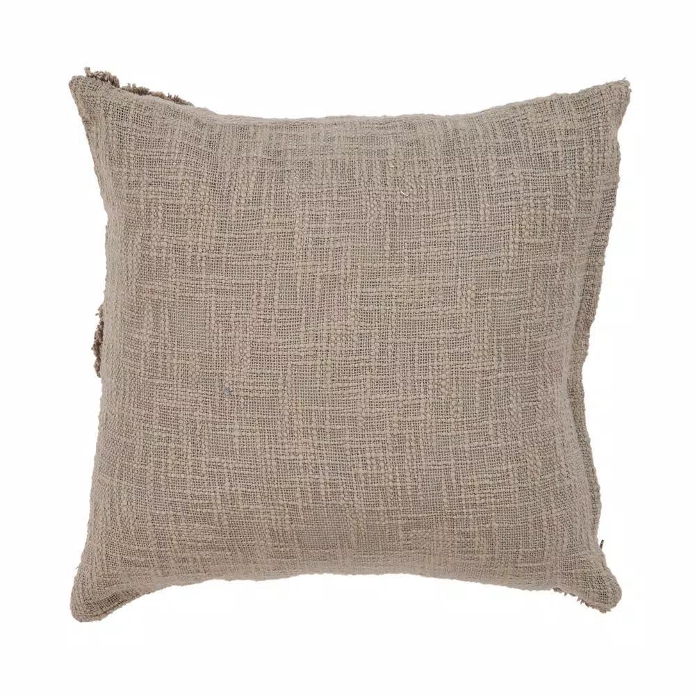 LR Resources Taupe Solid Hypoallergenic Cotton Throw Pillow with Polyester Insert, 20 x 20 in.