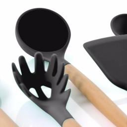 MegaChef 9-Piece Gray Silicone and Wood Kitchen Utensil Set with Ceramic Holder thumbnail 6