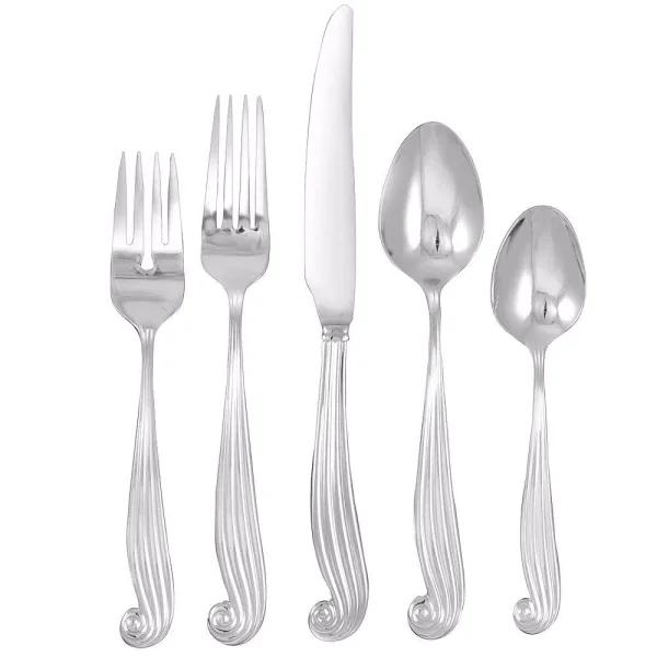 Ginkgo LaMer 20-Piece Stainless Steel Flatware Service for 4 - Coastal Wave Pattern