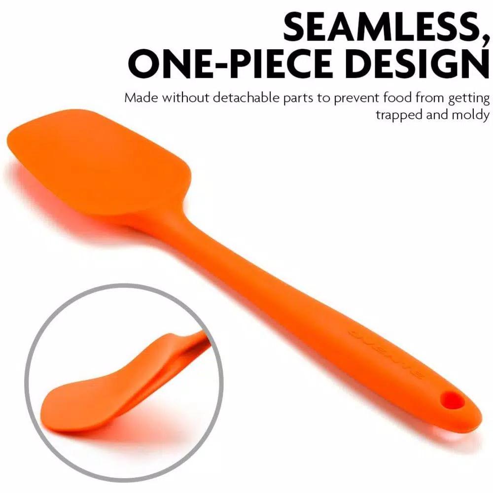 OVENTE Premium Silicone Spatula, Heat Resistant 500°F, Stainless Steel Core, Non-Stick, Orange