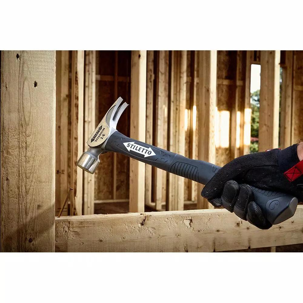 Stiletto TI14MC-F 14 oz. Titanium Milled Face Hammer with 16 in. Curved Fiberglass Handle