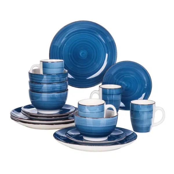 vancasso Bella 16-Piece Blue Porcelain Dinnerware Set, Service for 4