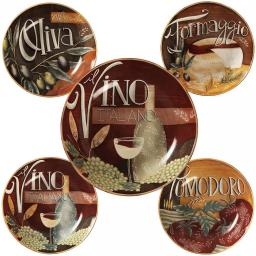 Certified International Bella Vita Hand-Painted Ceramic Pasta Bowl Set, 5-Piece Multi-Colored thumbnail 1