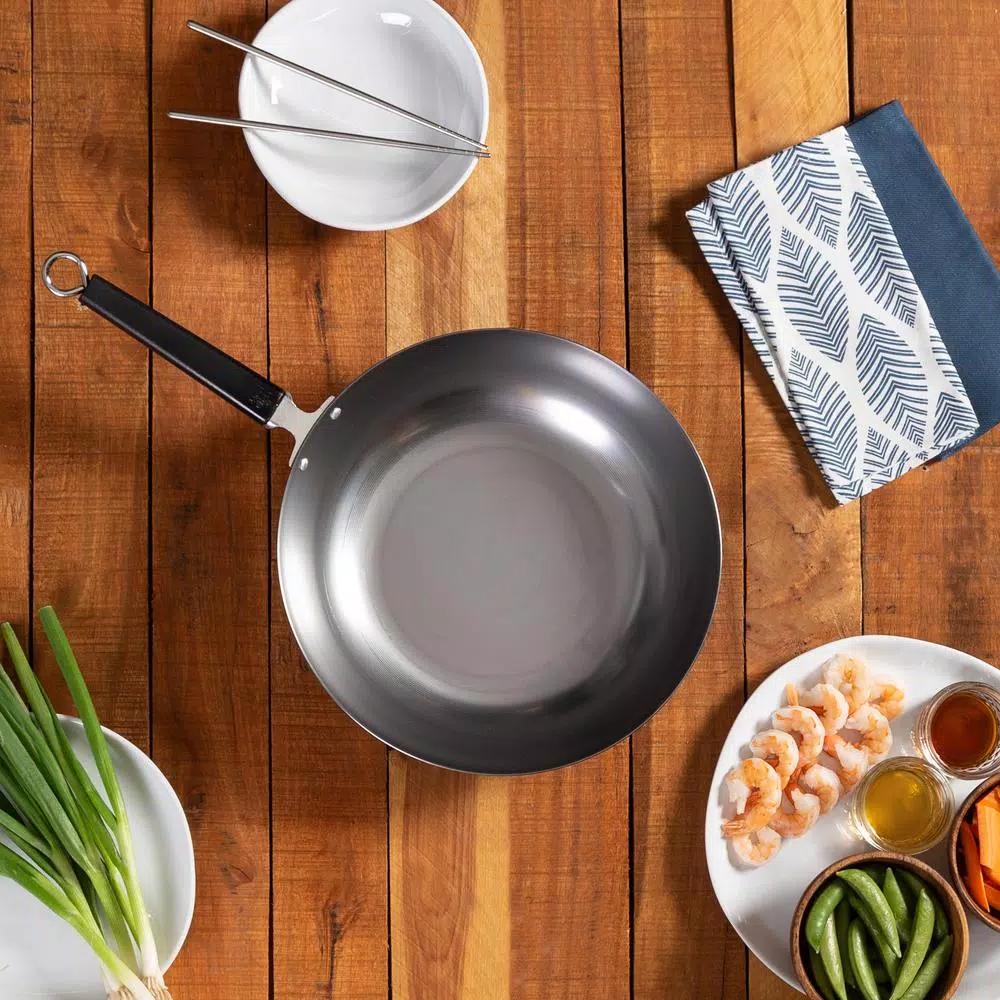 Honey-Can-Do Joyce Chen 12 in. Carbon Steel Stir Fry Pan with Removable Ergonomic Handle