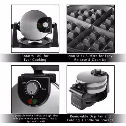 Classic Cuisine Classic Flip Belgian Waffle Maker, 1080W, Stainless Look thumbnail 3