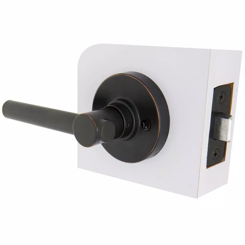 Defiant Highland Aged Bronze Passage Door Lever with Round Rose