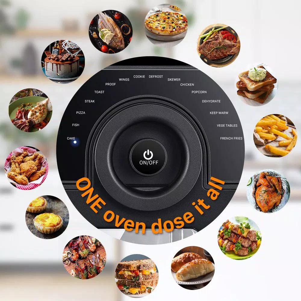 Boyel Living 15 Qt. Black Stainless Steel 16-in-1 Digital Air Fryer Oven with Rotisserie and Dehydrator, 1700W
