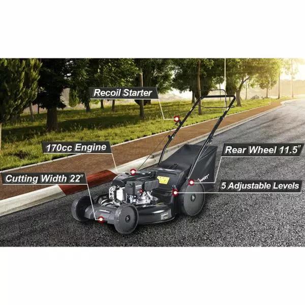 PowerSmart Power Smart 22 in. 3-in-1 Self-Propelled Gas Lawn Mower, 170 cc Engine, Rear-Wheel Drive
