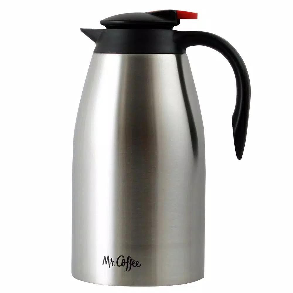 Mr. Coffee Galion 2 Qt. Polished Stainless Steel Coffee Pot with Polypropylene Handle