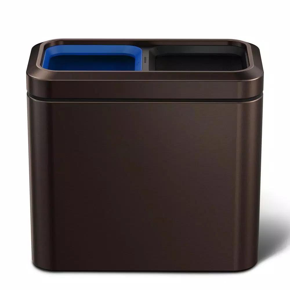 simplehuman 20L Slim Open Top Recycling Trash Can, Dark Bronze Stainless Steel