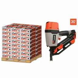 Paslode 30-Degree Brite Smooth Paper-Taped Framing Nails with Compact Framing Nailer Pallet Deal thumbnail 2
