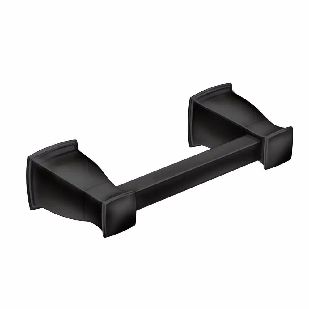 Moen Hensley 3-Piece Matte Black Bath Hardware Set with 24 in. Towel Bar, Paper Holder, and Towel Ring