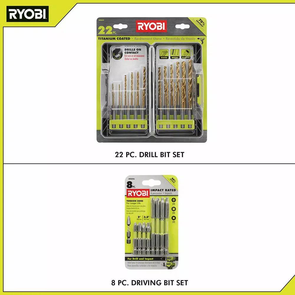 RYOBI 30-Piece Titanium Coated Drill Bit and Impact Rated Driving Bit Set