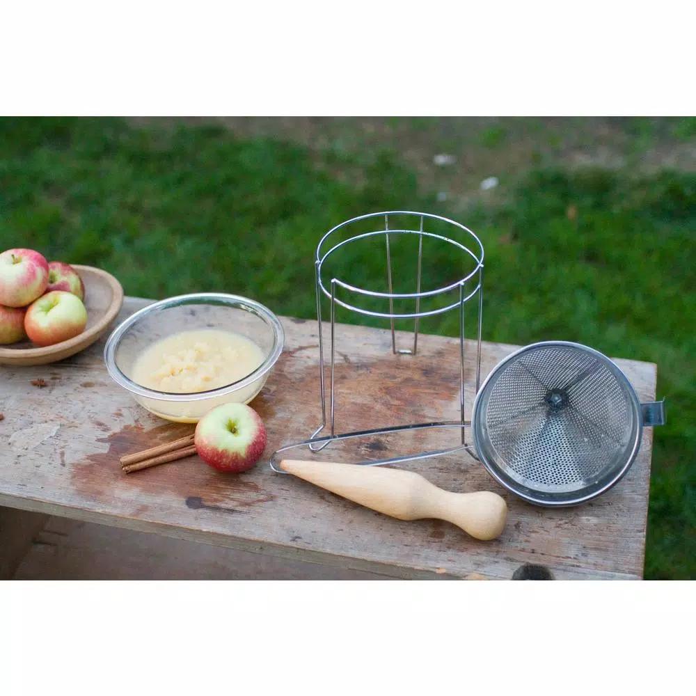 Weston Stainless Steel Cone Strainer and Pestle Set with Chrome Support Stand