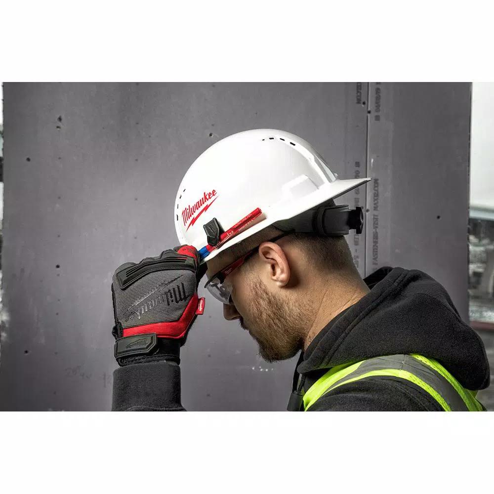 Milwaukee BOLT White Type 1 Class C Full Brim Vented Hard Hat with Performance Safety Glasses