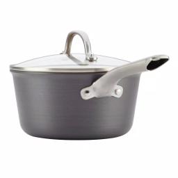 Ayesha Curry Home Collection 3 Qt. Hard-Anodized Aluminum Nonstick Saucepan with Glass Lid, Charcoal Gray thumbnail 4