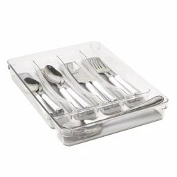 Kitchen Details 5-Compartment Cutlery Tray, Clear Plastic Utensil Organizer thumbnail 2