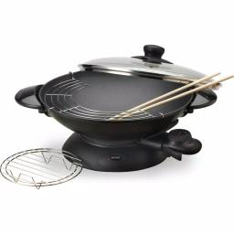 AROMA 5 Qt. Electric Wok with Non-Stick Cast Metal Bowl and Glass Lid thumbnail 3