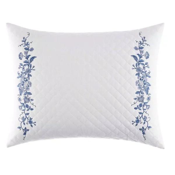 Laura Ashley Charlotte China Blue Floral Cotton Blend 16 x 20 in. Throw Pillow