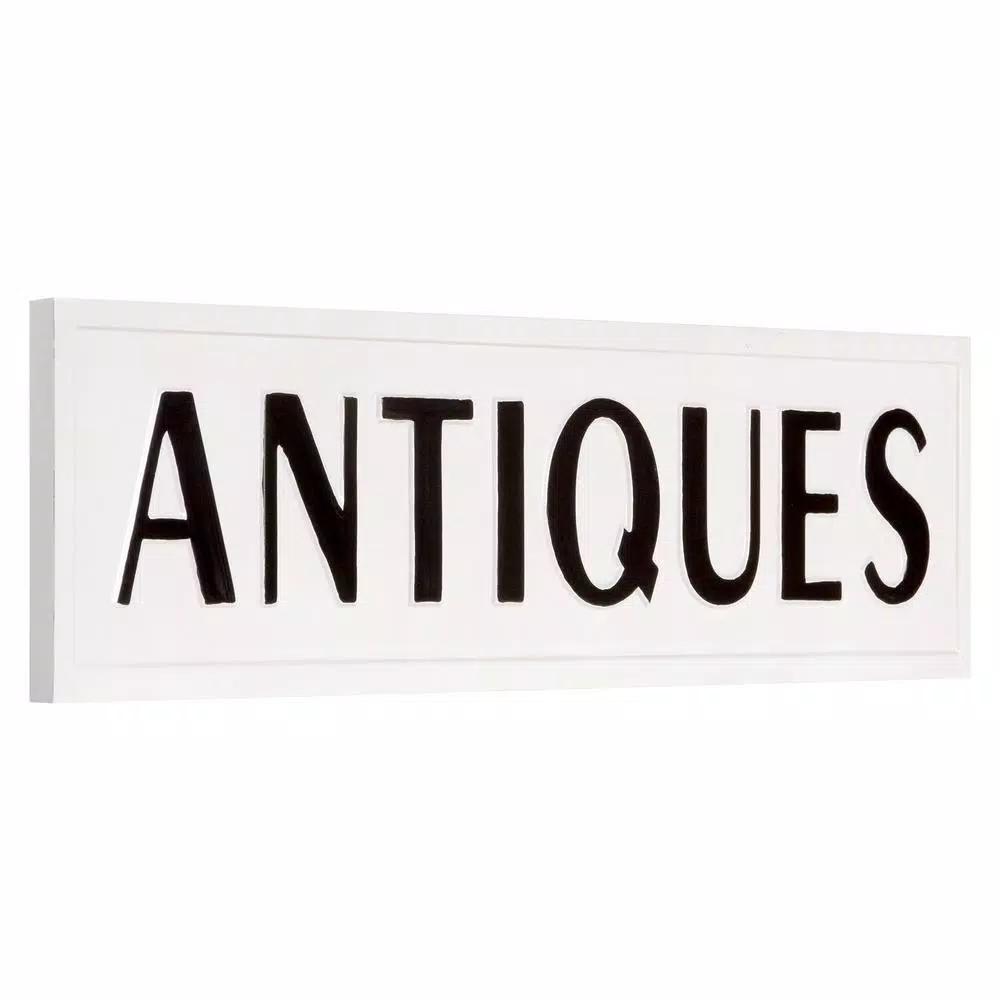 Pinnacle Rustic Antiques White Metal Wall Sign - 36.5 in. x 9.75 in. Farmhouse Tin Enamel Decor